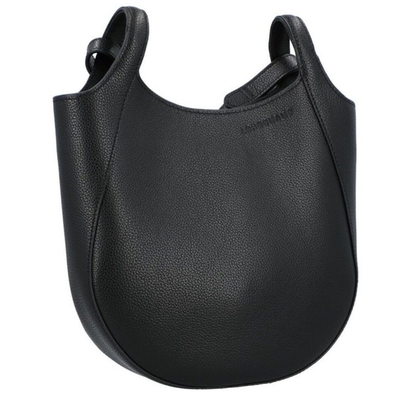 Longchamp Le Foulonne Black Leather Bag With Crossbody Strap - Picture 2 of 5